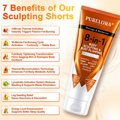 Moringa & Berberine 8-in-1 Body Sculpting & Bust Plumping Cream Smooth · Firm · Tone · Sculpt · Refresh · Hydrate · Plump · Lift