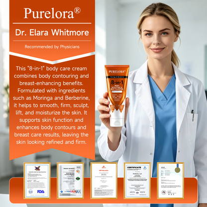 Moringa & Berberine 8-in-1 Body Sculpting & Bust Plumping Cream Smooth · Firm · Tone · Sculpt · Refresh · Hydrate · Plump · Lift