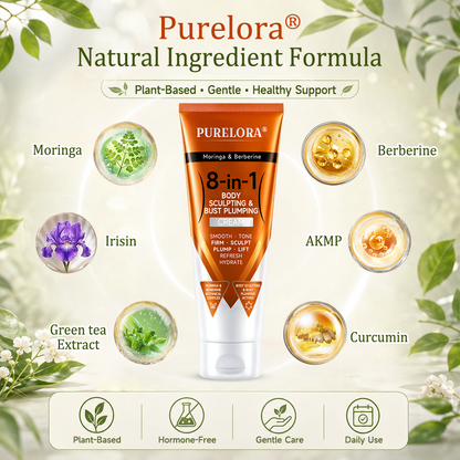 Moringa & Berberine 8-in-1 Body Sculpting & Bust Plumping Cream Smooth · Firm · Tone · Sculpt · Refresh · Hydrate · Plump · Lift