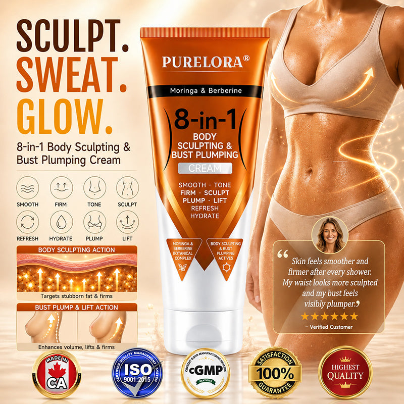 Moringa & Berberine 8-in-1 Body Sculpting & Bust Plumping Cream Smooth · Firm · Tone · Sculpt · Refresh · Hydrate · Plump · Lift